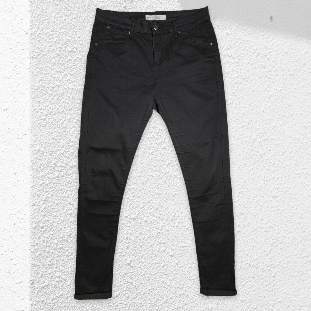 Topshop Moto Leigh High Rise Skinny Jeans WOMENS 30x27 Black Wash Ankle Classic